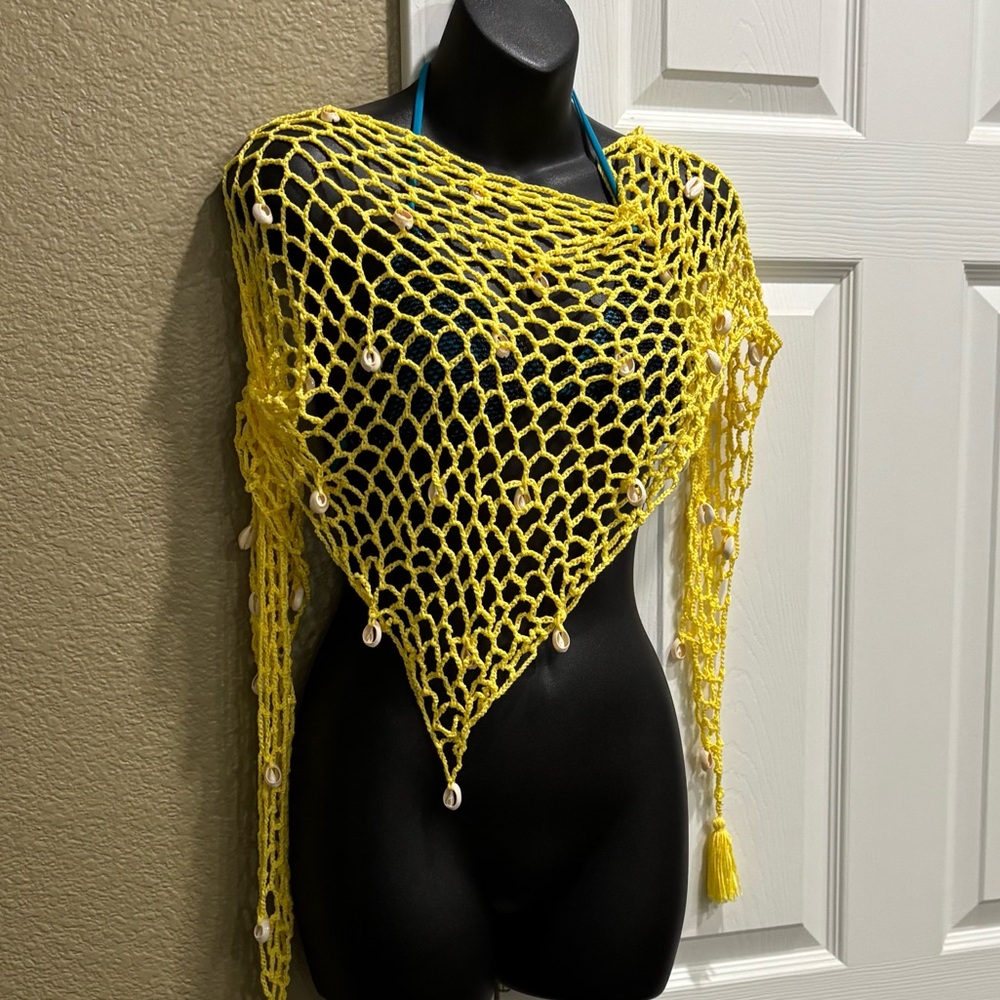 Yellow Crochet scarf cover-up